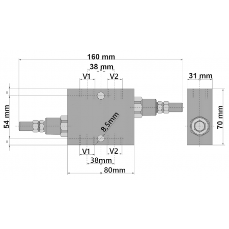 ZAWÓR HYDRAULICZNY PRZELEWOWY KRZYŻOWY VAU 1/2 70L
